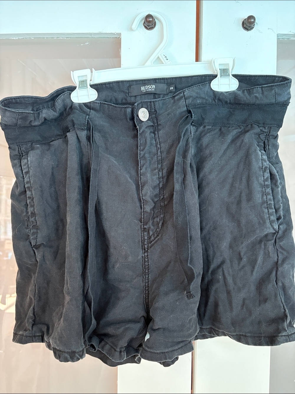 Hudson Jeans High Waist Black Paperbag Shorts